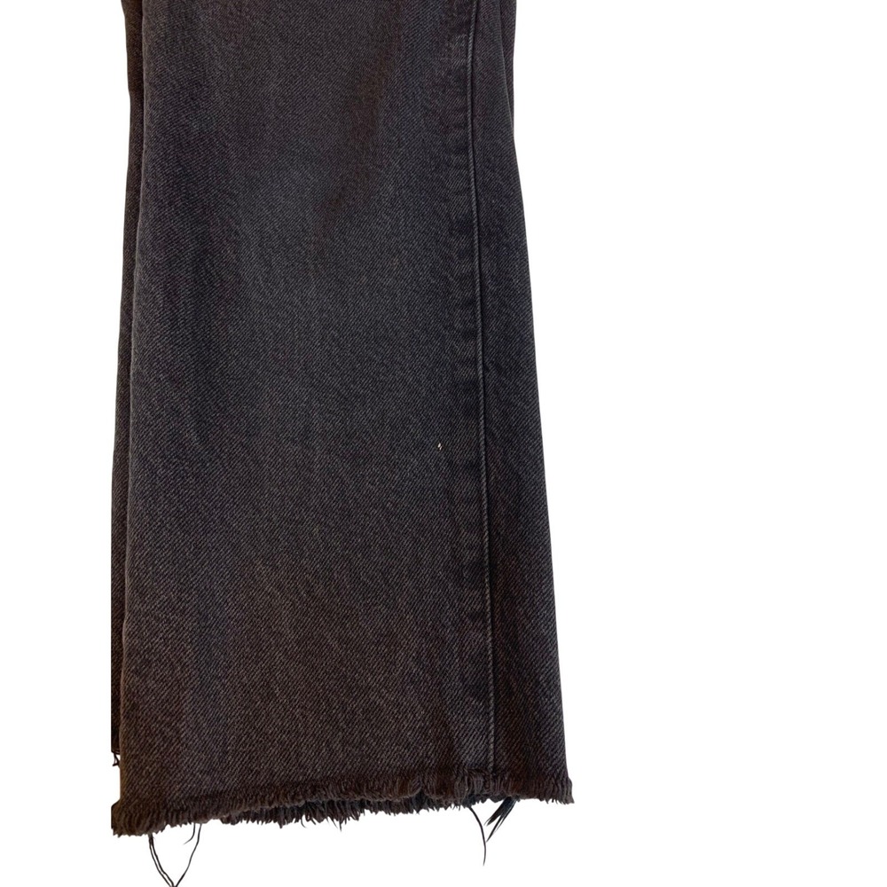 PacSun High Rise Straight Leg Jeans Womens 28 Black Frayed Hem Button Fly Denim - Picture 11 of 11